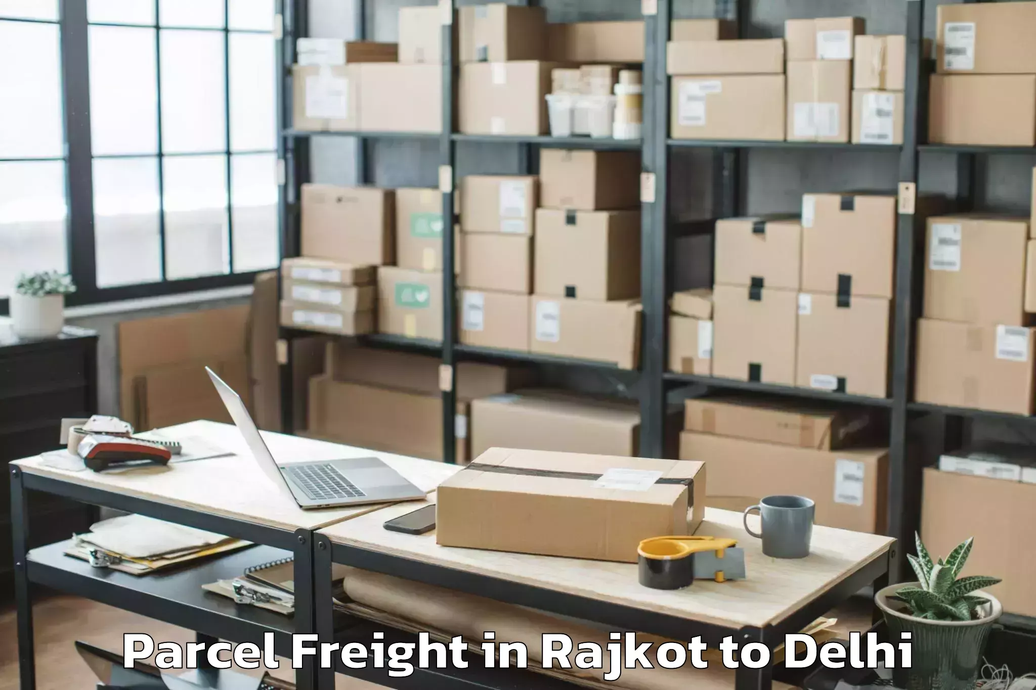 Hassle-Free Rajkot to East Delhi Parcel Freight